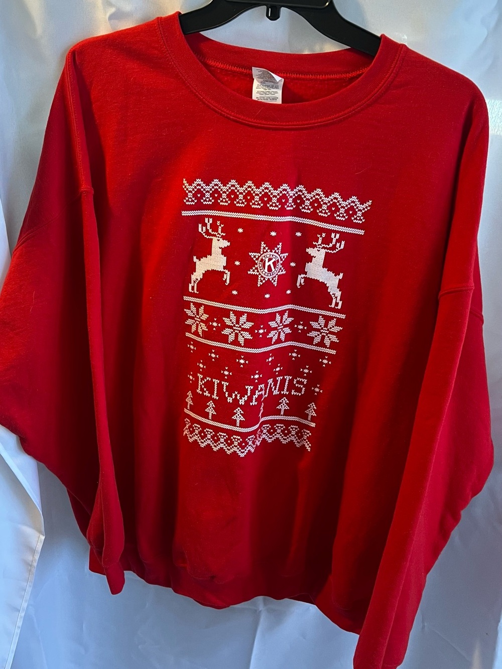 Gildan Red Sweatshirt with White Holiday Fair Isle Print